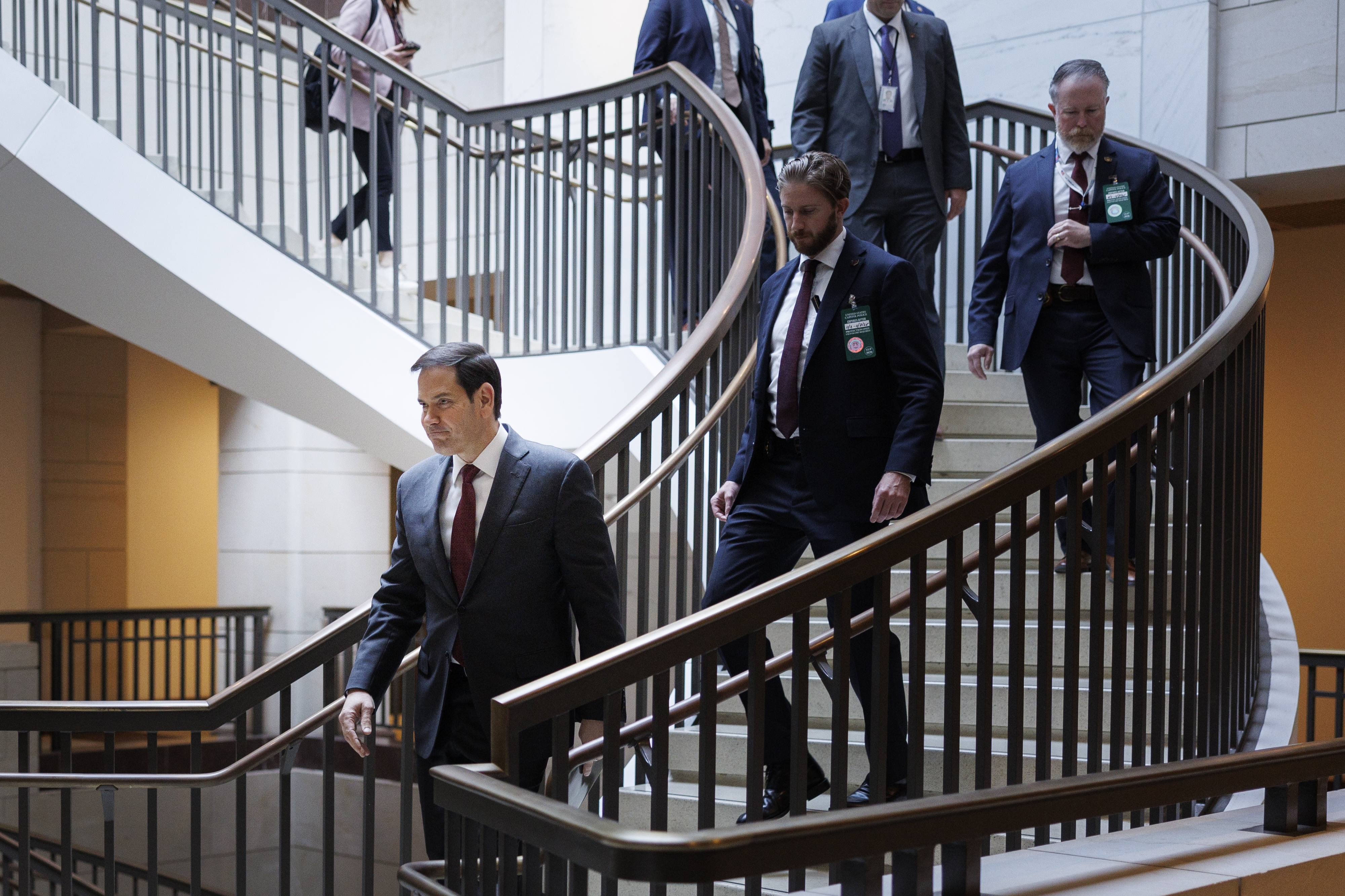 Secretary of State Marco Rubio arrives for a secure briefing with lawmakers and Defense Secretary Pete Hegseth on November 5, 2025 on Capitol Hill in Washington, DC.